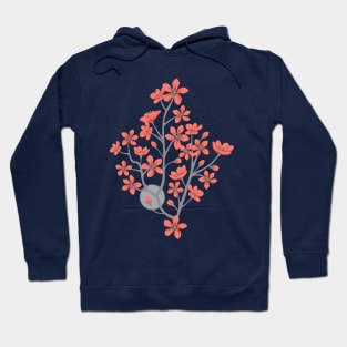 CHERRY BLOSSOMS Japanese Spring Floral Botanical with Sakura Flowers and Sun in Traditional Palette Blush Rust Gray Blue - UnBlink Studio by Jackie Tahara Hoodie